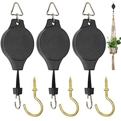 3 Pack Plant Pulley Hanger, Retractable Hook Pulley, Adjustable Heavy Duty  For