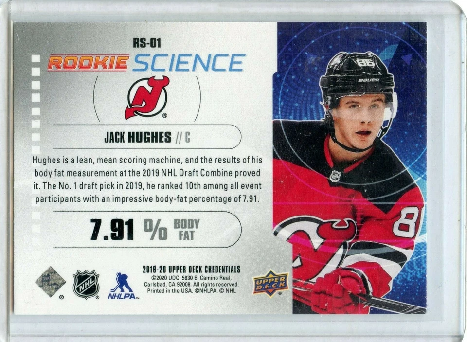  2019-20 Upper Deck Credentials Rookie Science #RS-01 Jack Hughes - Image 2 of 2