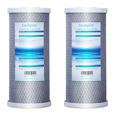 Geekpure Whole House Carbon Block Replacement Water Filter 5 Mic 4.5''x10'' Pack 2