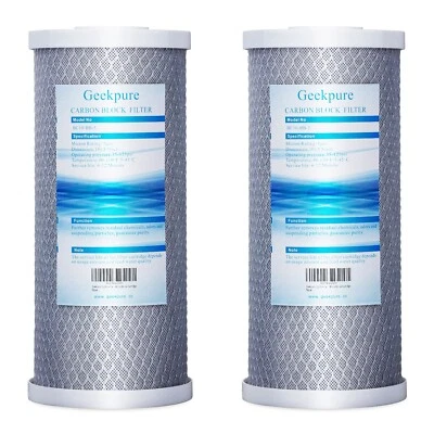 Geekpure Whole House Carbon Block Replacement Water Filter 5 Mic 4.5"x10" Pack 2