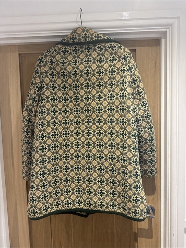 Vintage 60s Welsh Woollens Coat Cream/Green Woven Tapestry 100% Wool - Picture 10 of 20