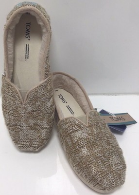 Toms Women s Flats Alpargata Sahara Chunky Cable Knit Faux Fur Shoes Size 5 New