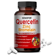 Quercetin 60 Capsules with Bromelain & Zinc-Natural Immune Support Supplement