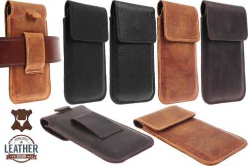 RIC MAGNETIC FLAP HANDMADE OF COWHIDE WAIST POUCH CASE COVER FOR APPLE IPHONE - Afbeelding 1 van 12