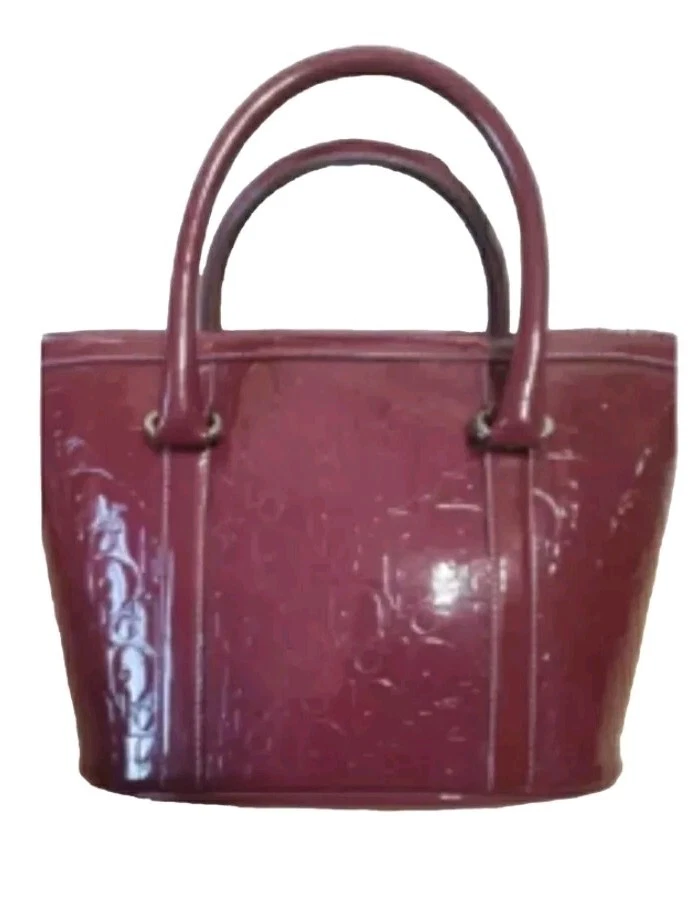 Petit sac fourre tout Dior/Christian Dior CD monogrammé cuir verni (cranberry)
