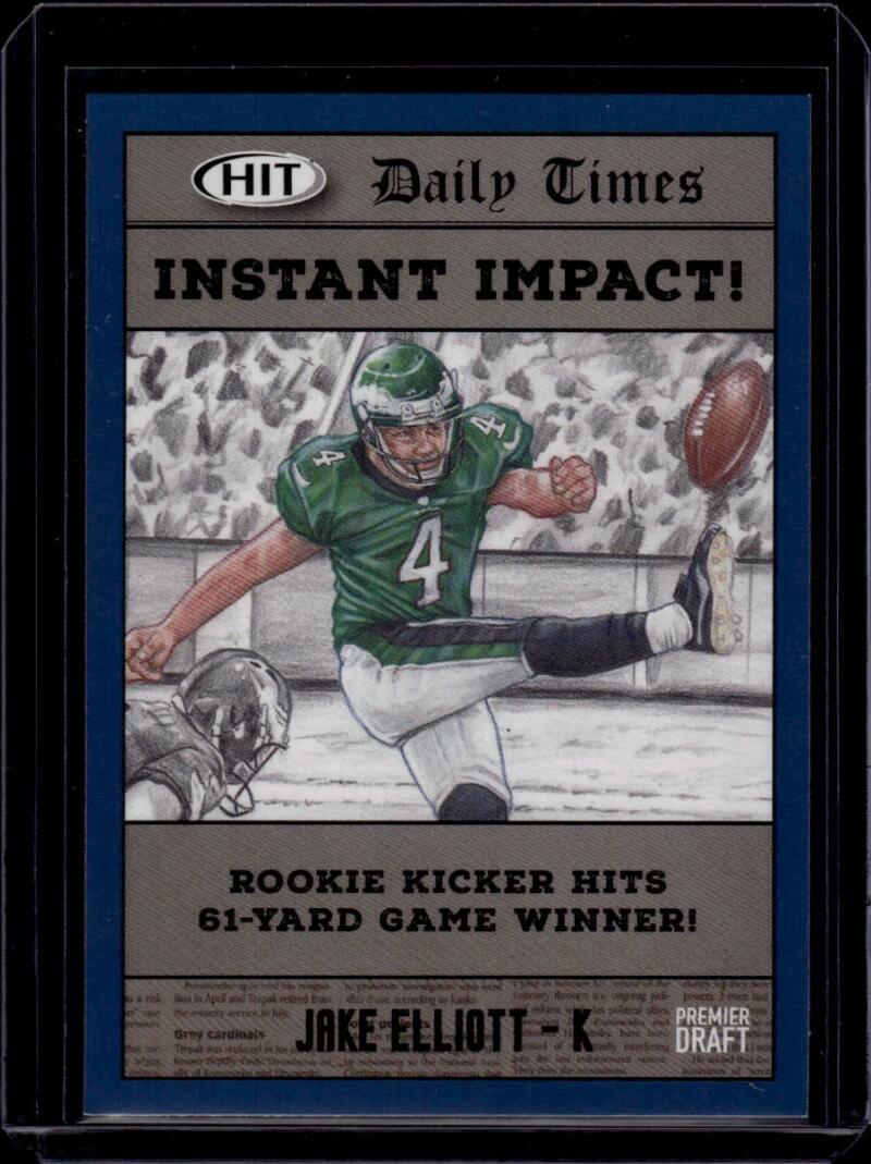 2018 SAGE Hit Premier Draft Blue #55 Jake Elliott Football Card NM-MT ID:41483