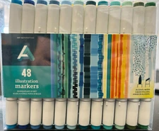 Art Alternatives Illustration Markers 48ct Alcohol Based Brush & Chisel Tips NEW