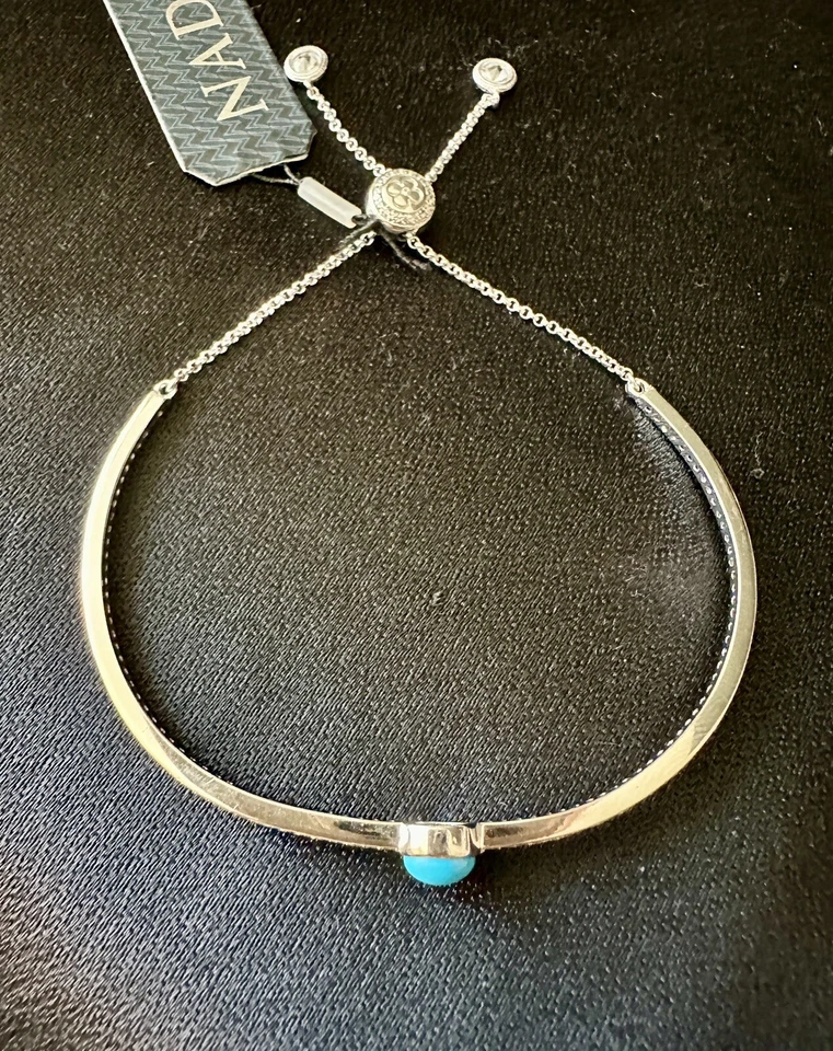 Nadri браслет один бирюзовый камень / слайдер родий - Изображение 3 из 4