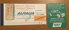 Alitalia biglietto aereo vintage volo "Parigi  - Roma" - anno  1964 