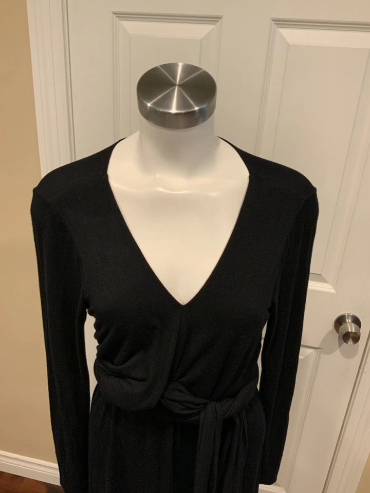 Ralph Lauren Black Label V-Neck Black Long Sleeve Dress, Size Large - Image 2 of 4