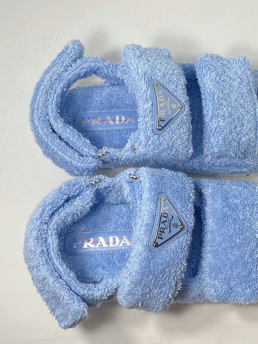 Prada Cotton Terry Triangle Double-Strap Sandals size 35 | eBay