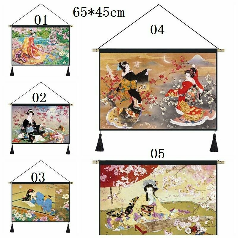 日本挂毯横幅旗帜壁挂图片家居装饰女仆花卉印花 — 第 2/4 张图片