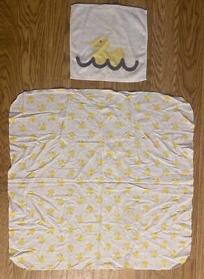 Vintage Yellow Ducks Baby Receiving Blanket Flannel Swaddle