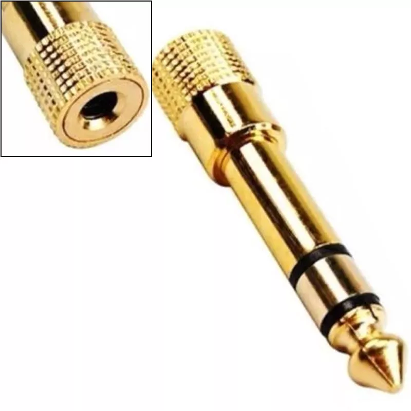 SMALL to BIG Headphone Adapter Converter Plug 3.5mm to 6.35mm Jack Audio  GOLD