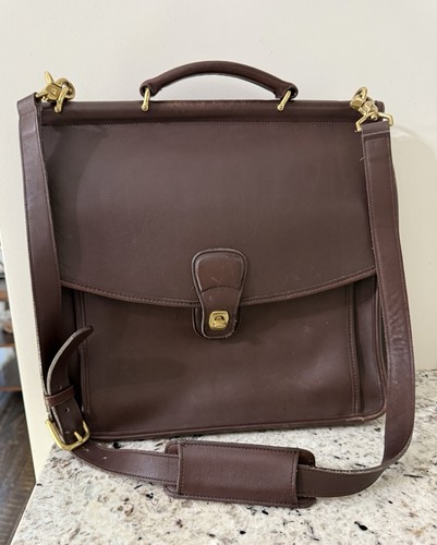 Vtg Coach Brown Leather Beekman Messenger/laptop Bag 5299