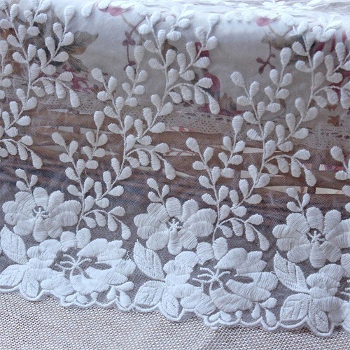 DIY Embroidery Lace Trimming Fabric Floral Mesh Edgiing Sewing Trim Wide Curtain - Picture 1 of 27