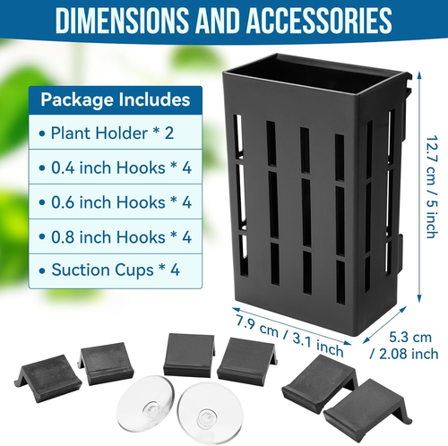 Upgraded Aquarium Plant Holder with Hooks and Suction Cups for Fish Tank Aquapon - Picture 7 of 9