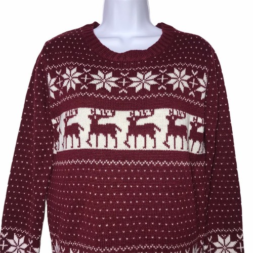 Pol Burgundy Nordic Snowflake Deer Ugly 
