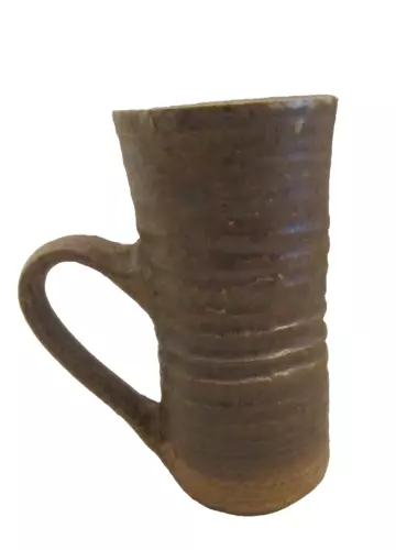 Mug Ceramic Studio Pottery Hand crafted. Brown Speckle. 6" Signed