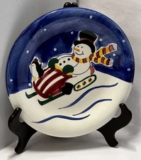 Ceramic Snowman Salad Plate 8-1/4” x 1” Excellent Used Condition Thailand