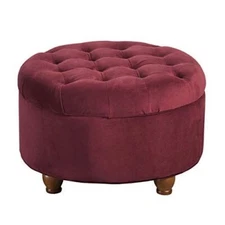 Homepop Home Decor |N8264-B119 | Large Button Tufted Velvet Round Storage Ottoma