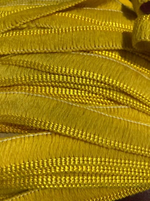 Vintage Yellow Wool Brush Fringe Tassels Trim 3/4 in [By the Yard ]