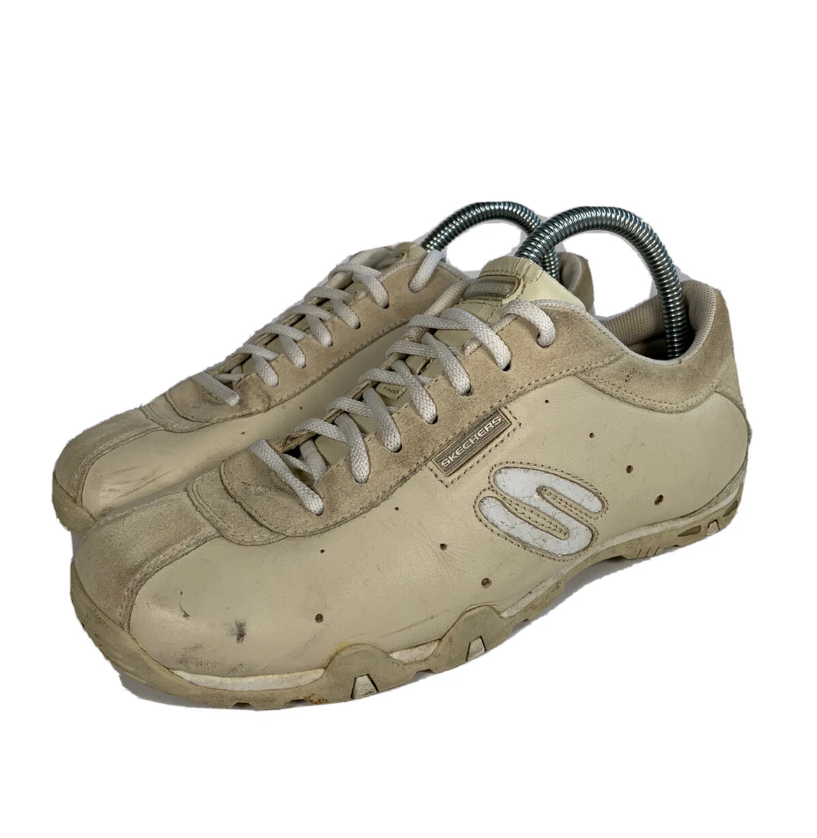 Skechers Womens Shape Up Leather Suede Off White Walking