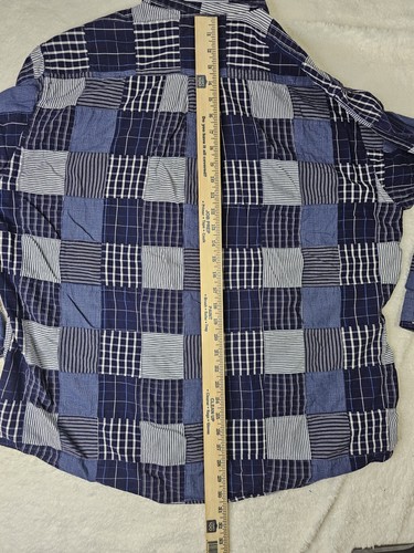 Vintage Brooks Brothers Shirt Mens L Blue Plaid Patchwork Sport Preppy Office - Picture 11 of 11