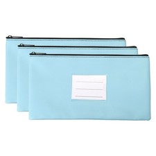 11x6" Denaro Banca Deposito Borsa con Cerniera,3pz Viaggi,Cielo Blu