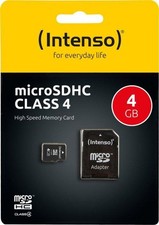 Intenso R21/W5 microSDHC 4 GB Kit, Class 4, inkl. Adapter Speicherkarte