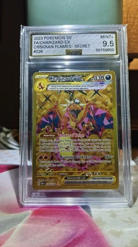 Charizard ex 228/197 Pokemon TCG 2023 SV03: Obsidian Flames Hyper Rare AGS 9.5