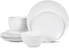 Stone Lain Blair Bone China 12 Piece Dinnerware Set - White