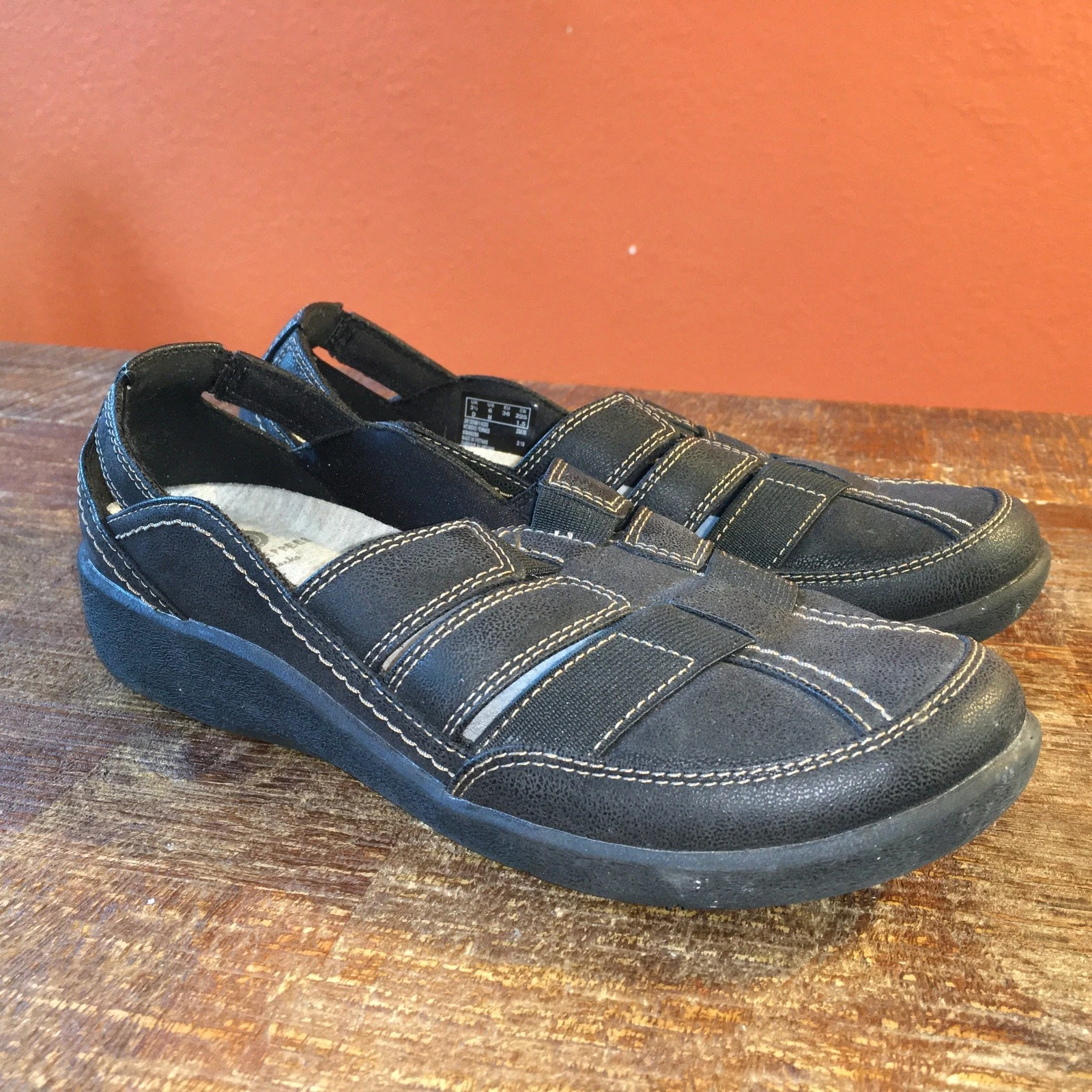 Mocassino Clarks Cloudsteppers Sillian Stork nero slip on donna 6 cuscini comodi