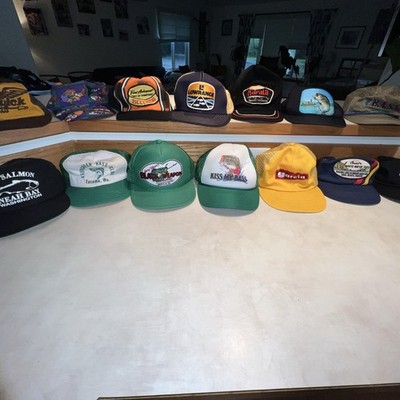 Vintage Retro Hunting, Fishing Hat Lot (14) Bass Pro, Rapala,Lowrance,Abu Garcia