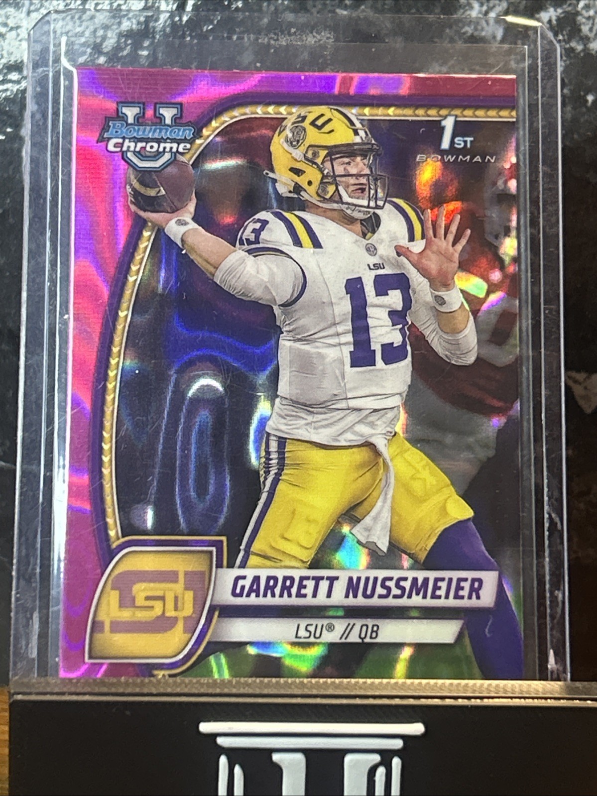 2024 Bowman University Chrome GARRETT NUSSMEIER #5 Pink Lava Refractor (RC) LSU