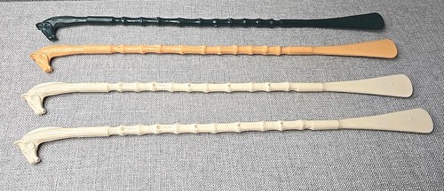 4 Equestrian Horse Head Shoe Horns Large Hard Plastic 20 3/4" Long Vintage
