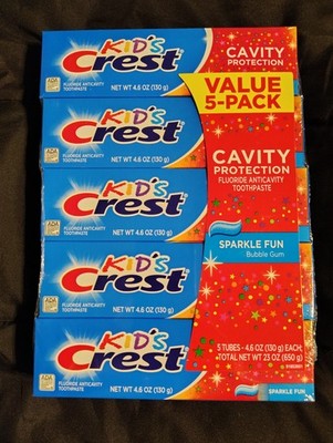 5 Pack Kid's Crest Sparkle Fun, Cavity Protection Toothpaste 4.5oz New Sealed