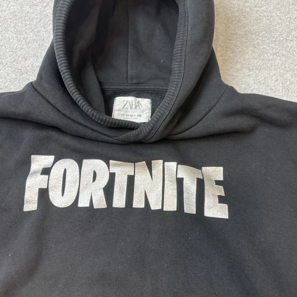 Sudadera con Capucha Zara x Fortnite Niños Jóvenes Mangas Largas Polar Negra Unisex Talla 11/12 Foto 3 de 4