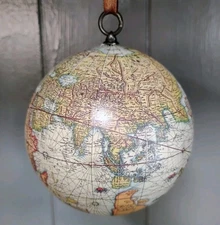 Vintage World Globe Ornament Traveler Earth Map International Vacationer 