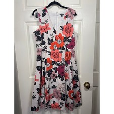 Ann Taylor Sundrenched Floral Flare Dress Womens 10 Garden Party Summer Wedding