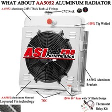 3 Rows Aluminum Radiator Shroud Fan Fit 19491950 Plymouth Deluxe Suburban
