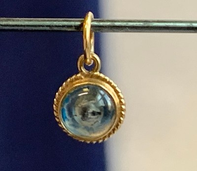 14K Yellow Gold Evil Eye Pendant .51g Jewelry Blue Eye Protection Charm *READ*