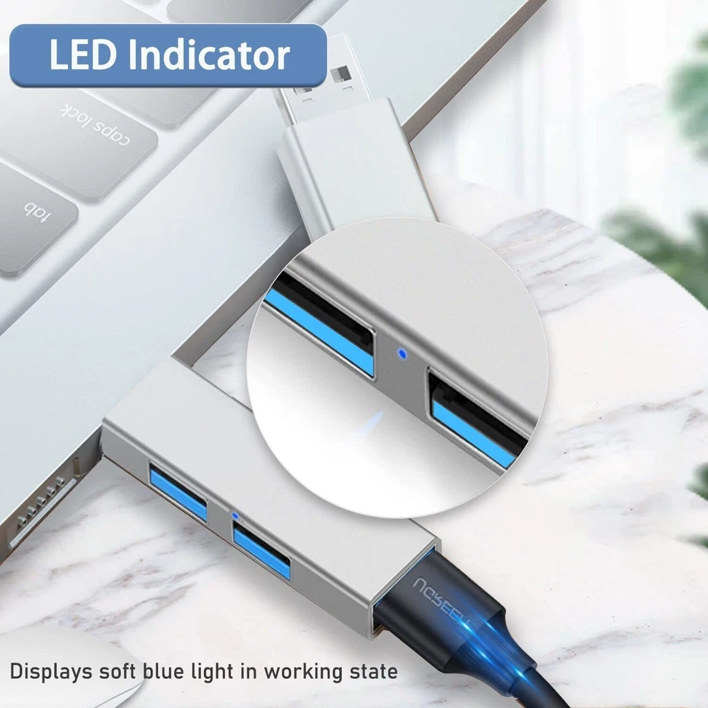 USB 3.0 Aluminum 3-Port Hub for Laptop PC Mac Fast Data Transfer USB 3.0 Aluminum 3-Port Hub for Laptop PC Mac Fast Data Transfer