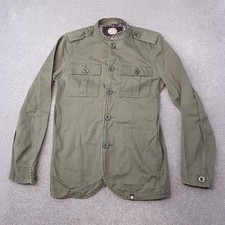 Pretty Green Mens Jacket Small Green Canvas Overshirt Lennon Utility Mod Liam