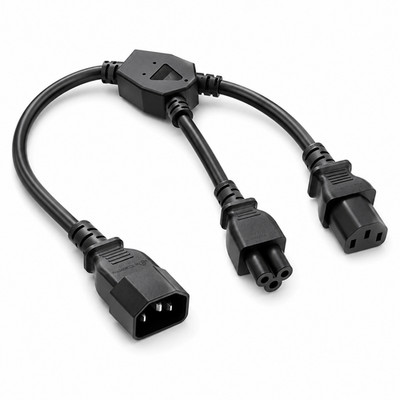 18 AWG Power Cord Y-Splitter Cable (IEC320 C14 to IEC320 C13 & C5) - 1/3/6/10 ft
