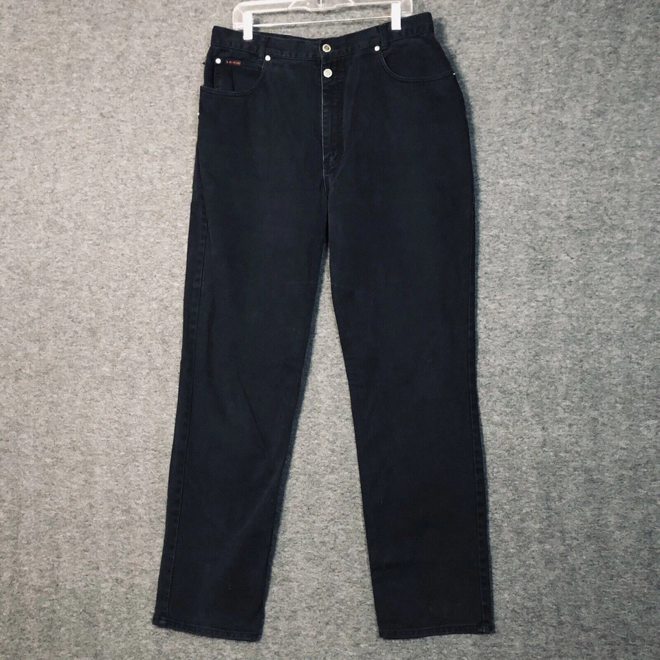 Lawman Black Jeans Womens 7 Western Bare Back 34X33 VTG High Rise Button Sides - Image 3 of 4