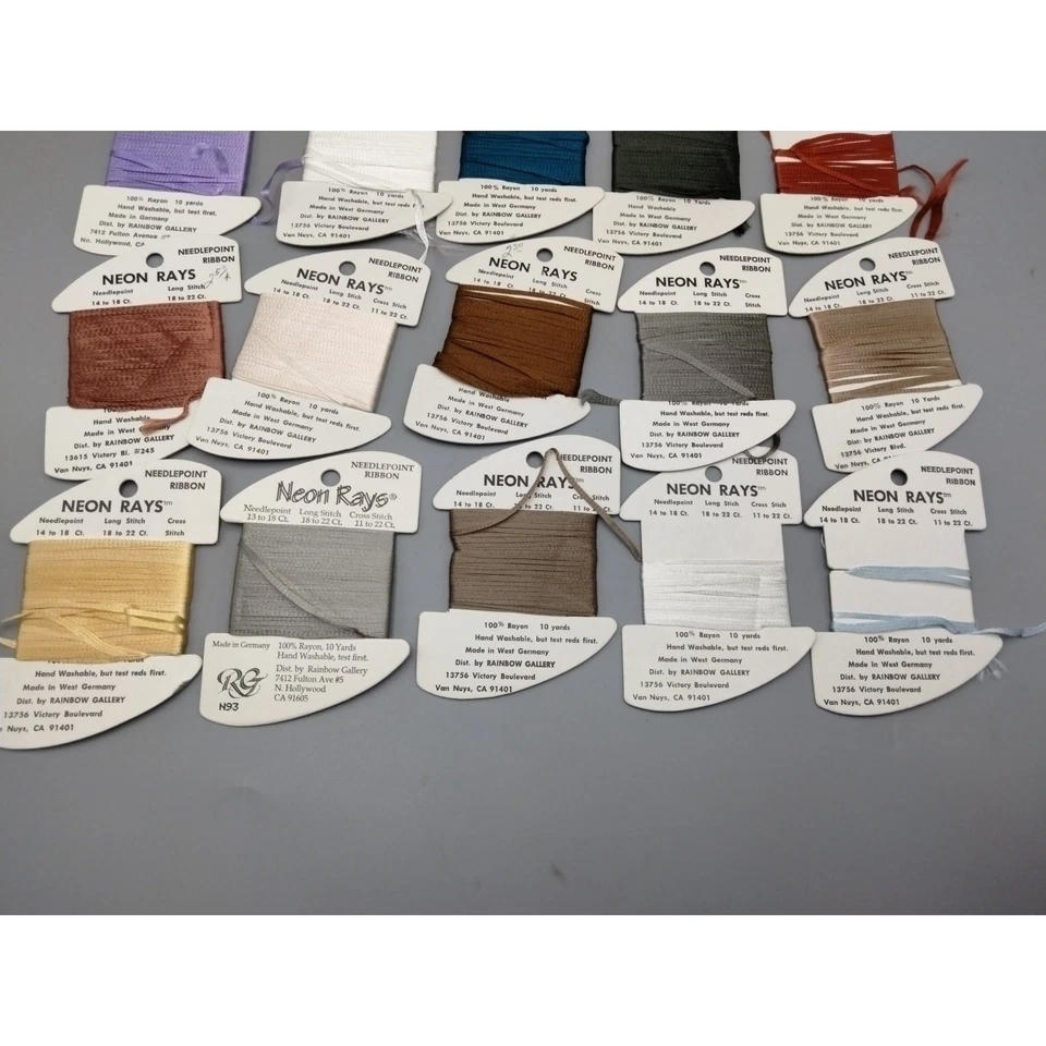 19x Needlepoint/Embroidery THREAD RAINBOW GALLERY Neon Rays rayon ribbon (3) - Image 2 of 4