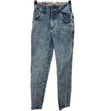 Vintage LEE Juniors High Waist Tapered Acid Wash Jeans Size 5 24x30 Long 80s/90s