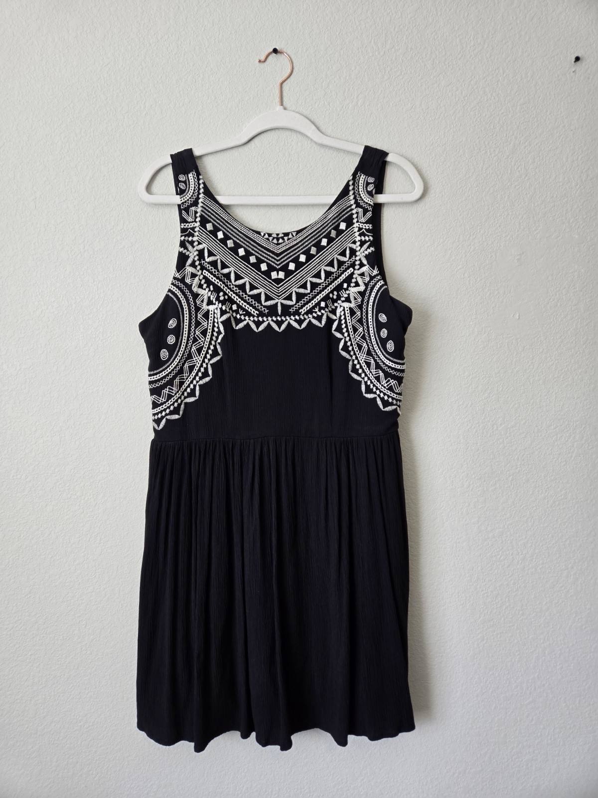 Xhilaration Black White Embroidered Sleeveless Fit & Flare Dress, XL
