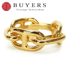 Used HERMES Scarf Ring Cha ne d Ancre Metal Gold Plated Accessories Small Items